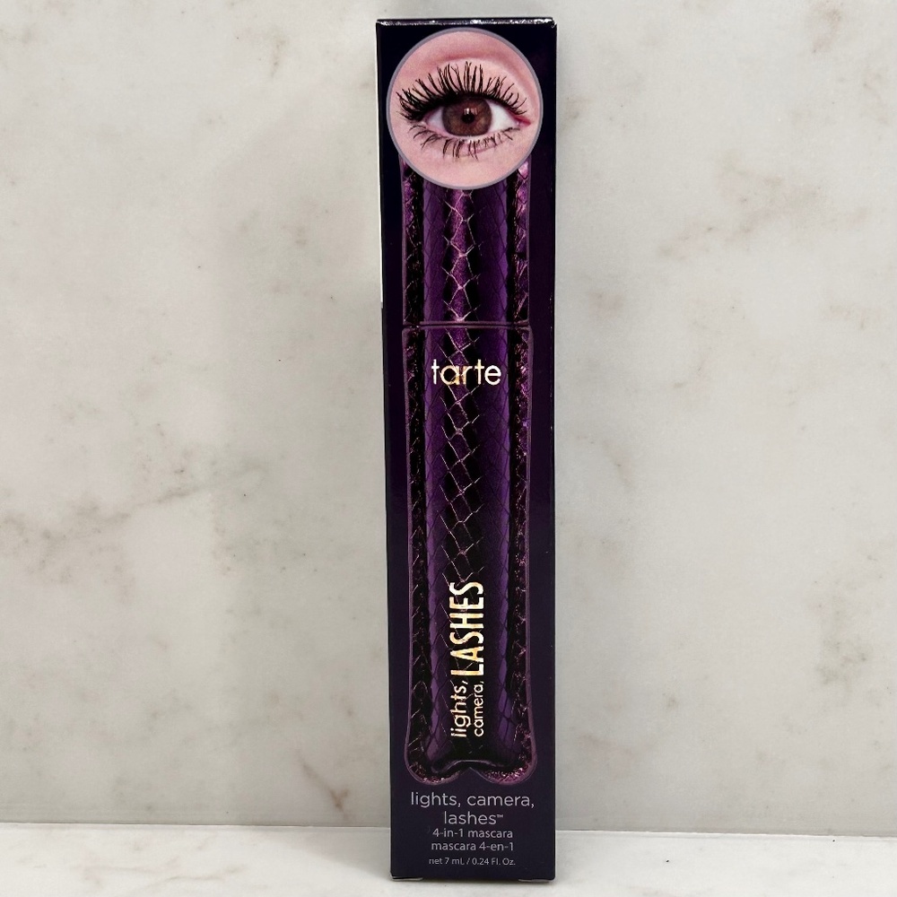 NIB Tarte Lights Camera Lashes 4-in-1 Mascara Black Full Size 6M PAO